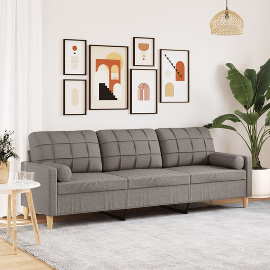 vidaXL Sofá de 3 plazas con cojines tela gris taupe 210 cm