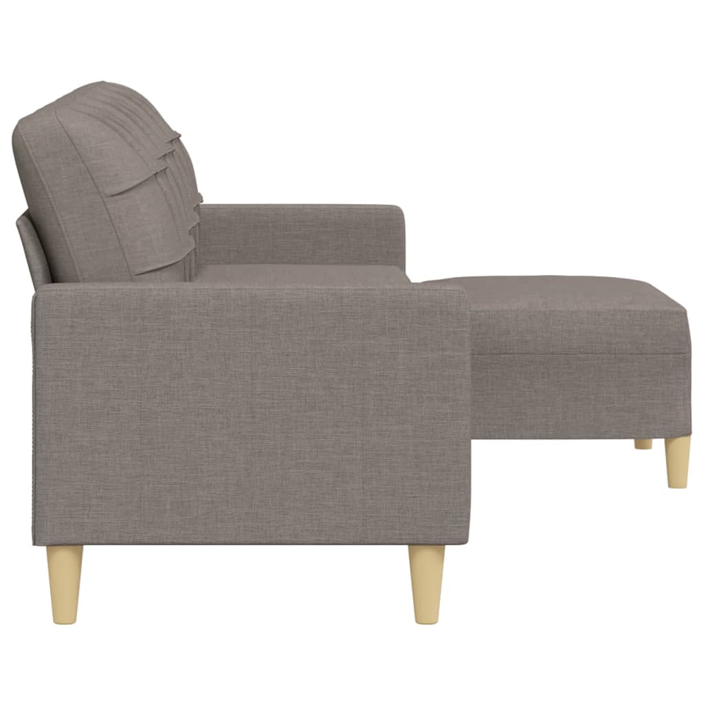 vidaXL Sofá de 3 plazas con taburete de tela gris taupe 210 cm