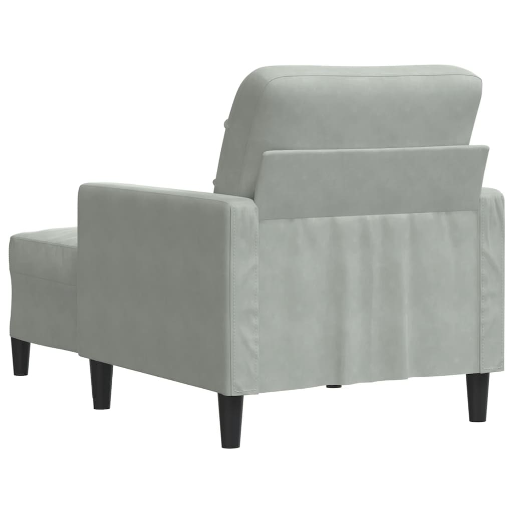 vidaXL Sillón con taburete terciopelo gris claro 60 cm