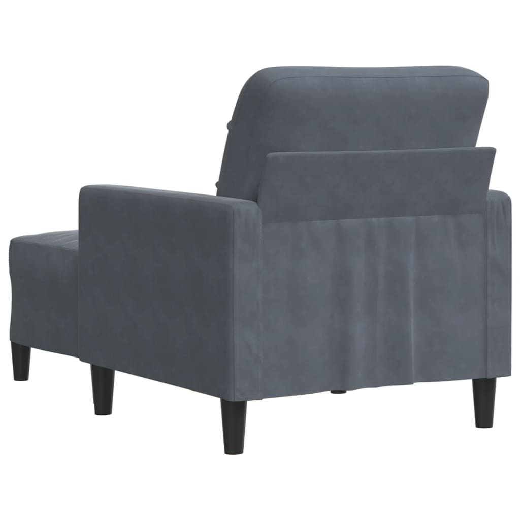 vidaXL Sillón con taburete terciopelo gris oscuro 60 cm