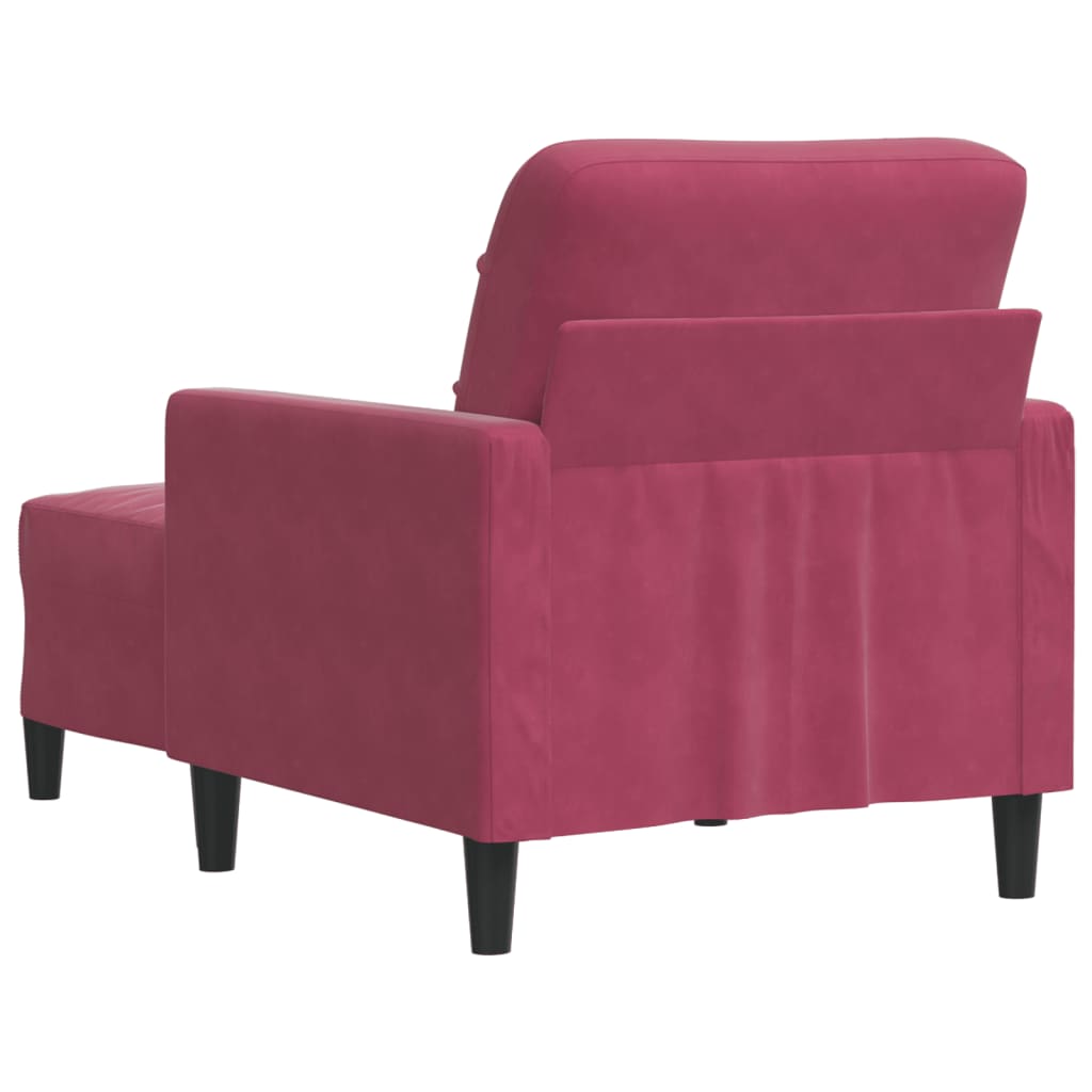 vidaXL Sillón con taburete terciopelo rojo tinto 60 cm