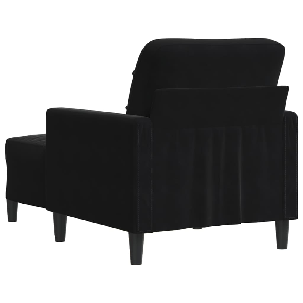 vidaXL Sillón con taburete terciopelo negro 60 cm