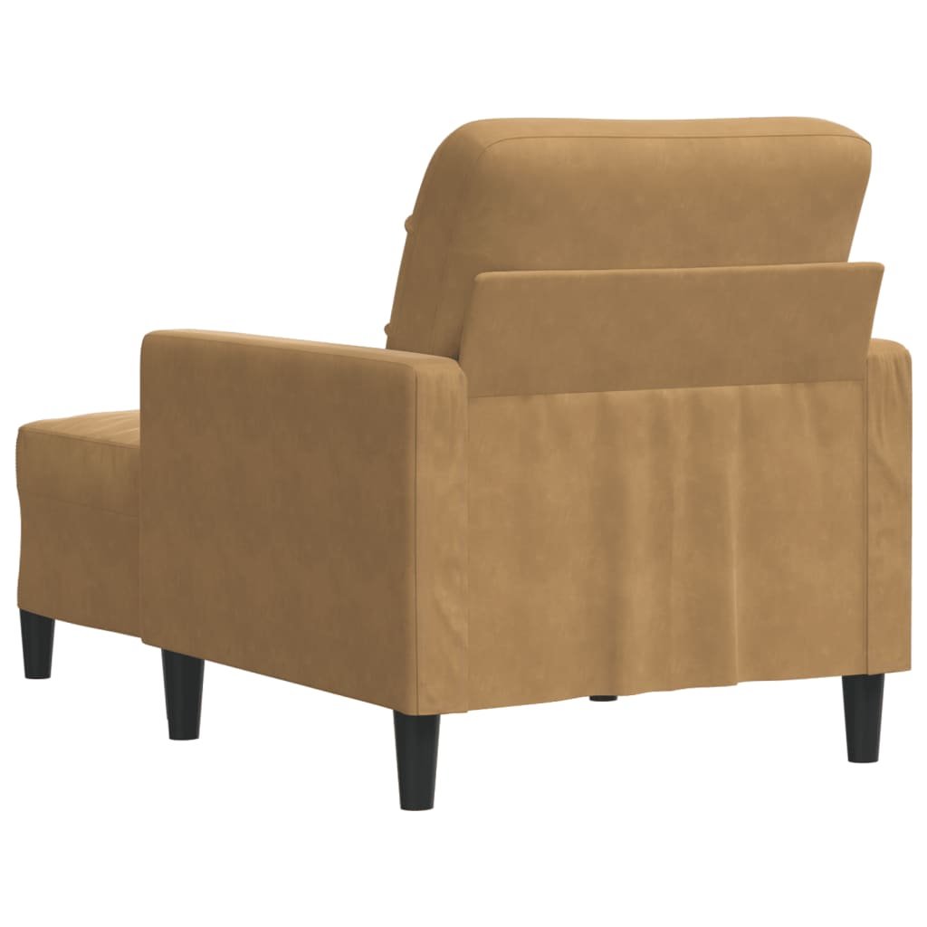 vidaXL Sillón con taburete terciopelo marrón 60 cm