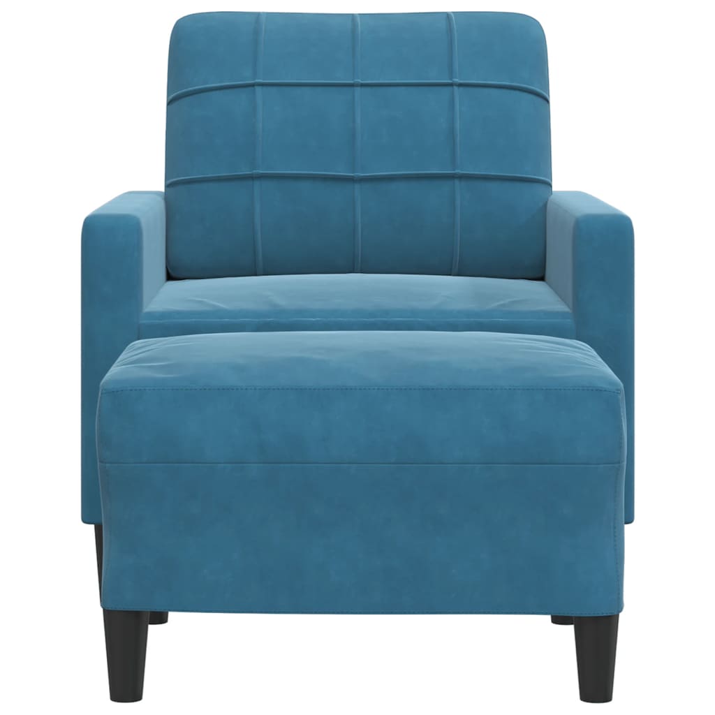 vidaXL Sillón con taburete terciopelo azul 60 cm