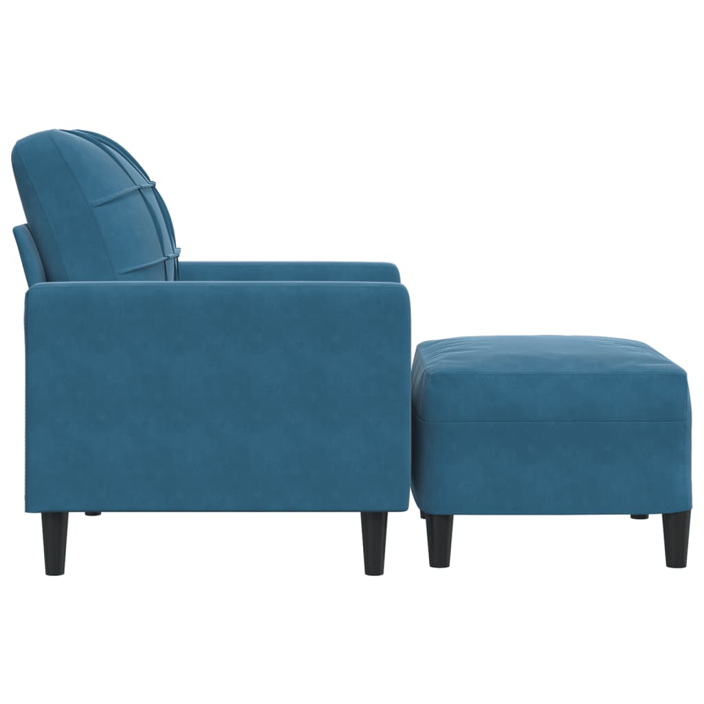 vidaXL Sillón con taburete terciopelo azul 60 cm