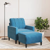 vidaXL Sillón con taburete terciopelo azul 60 cm