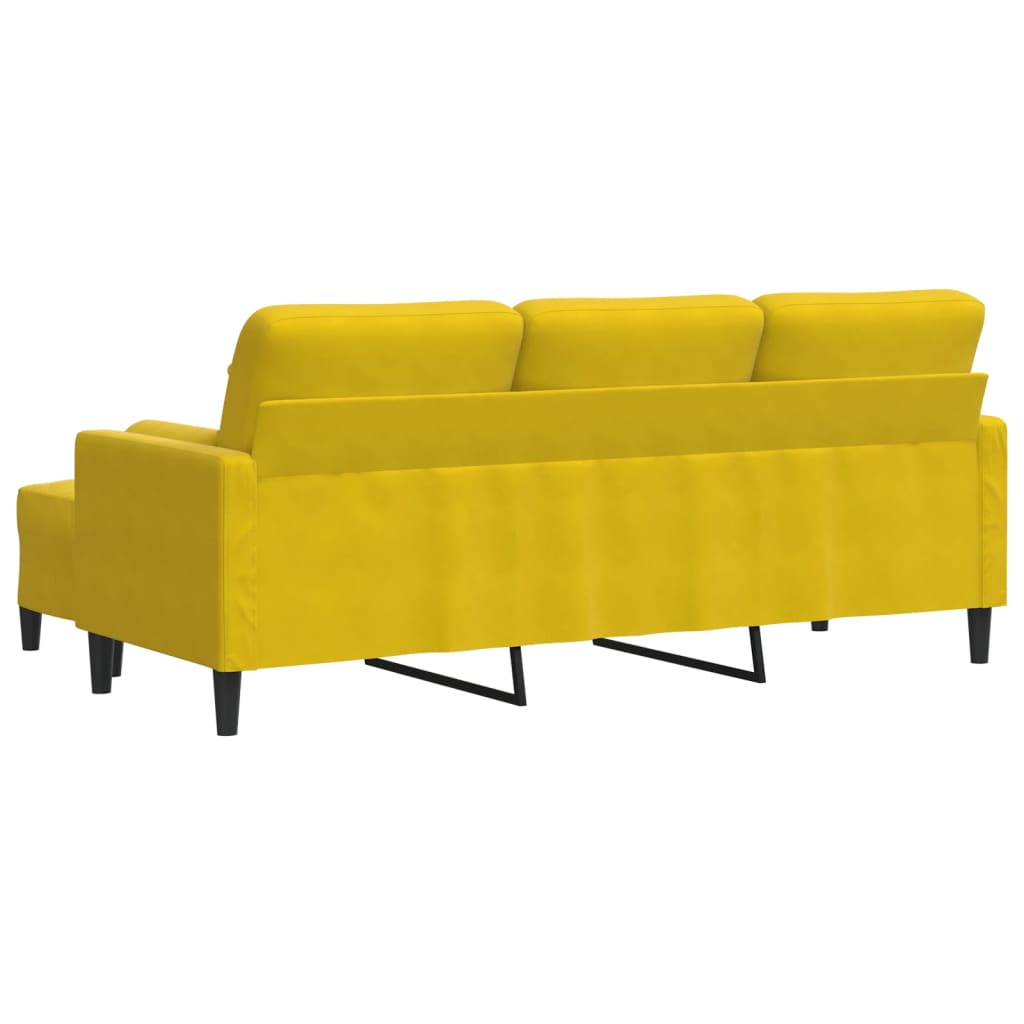 vidaXL Sofá de 3 plazas con taburete terciopelo amarillo 180 cm