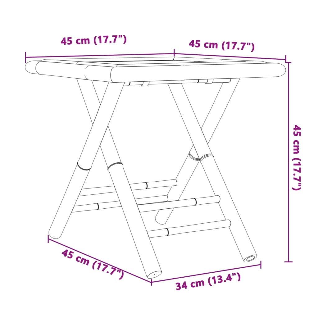 vidaXL Juego de mesa y sillas de jardín 3 piezas bambú