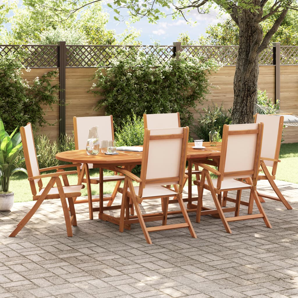 vidaXL Sillas de jardín plegables 6 uds madera maciza acacia textileno