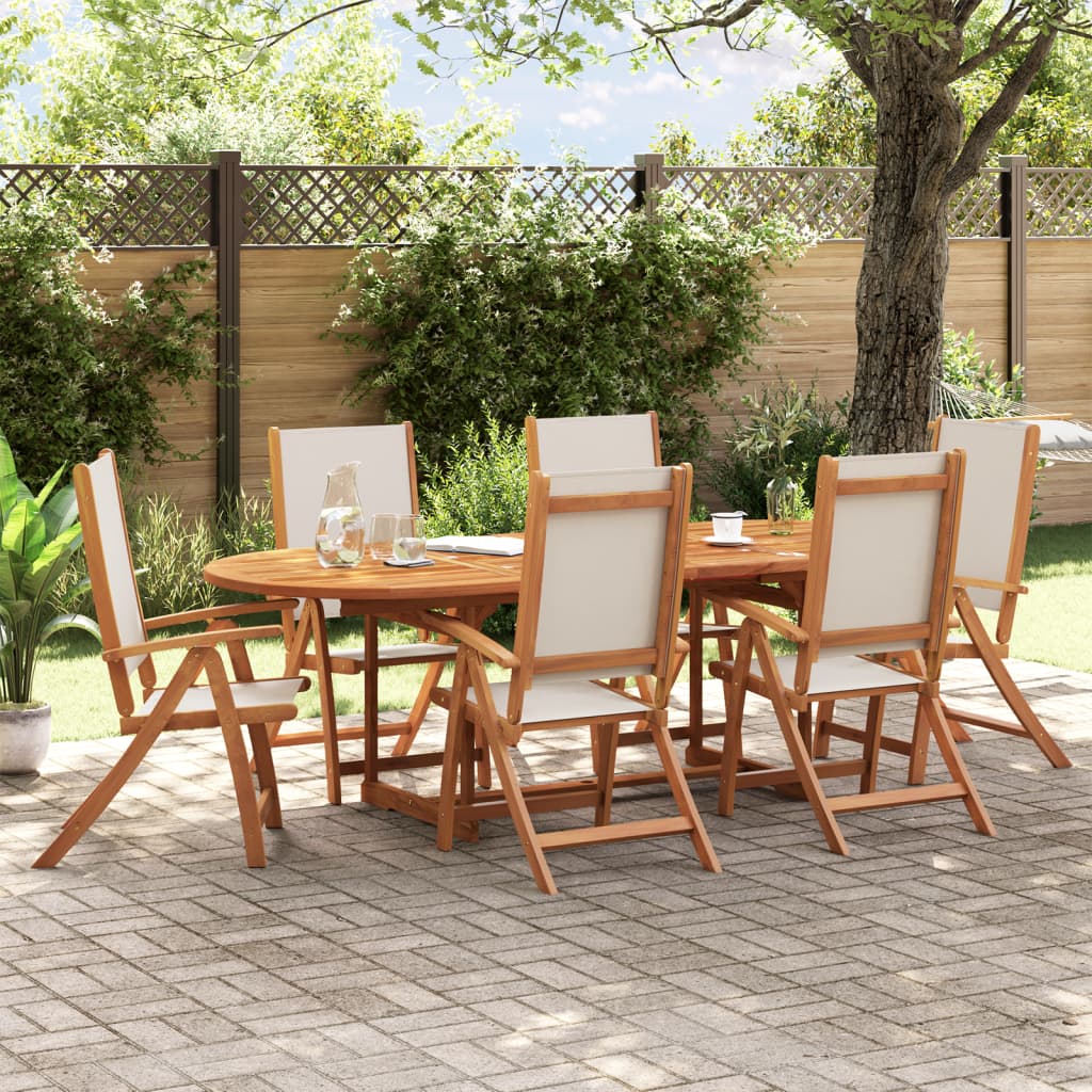 vidaXL Sillas de jardín plegables 6 uds madera maciza acacia textileno