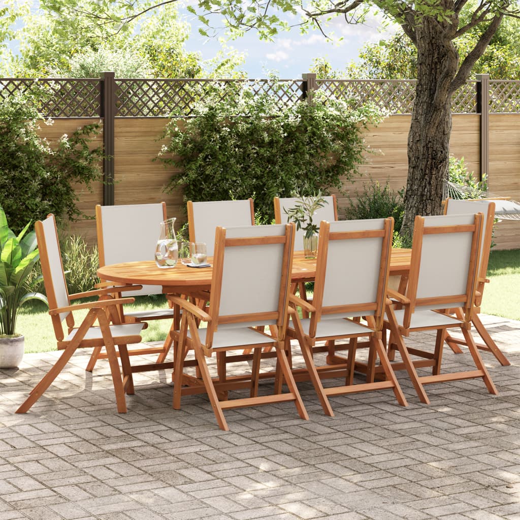 vidaXL Sillas de jardín plegables 8 uds madera maciza acacia textileno