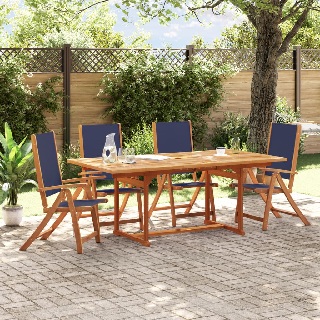 vidaXL Sillas de jardín plegables 4 uds madera maciza acacia textileno