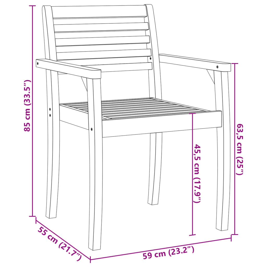 vidaXL Sillas de jardín 4 uds madera maciza de acacia 59x55x85 cm