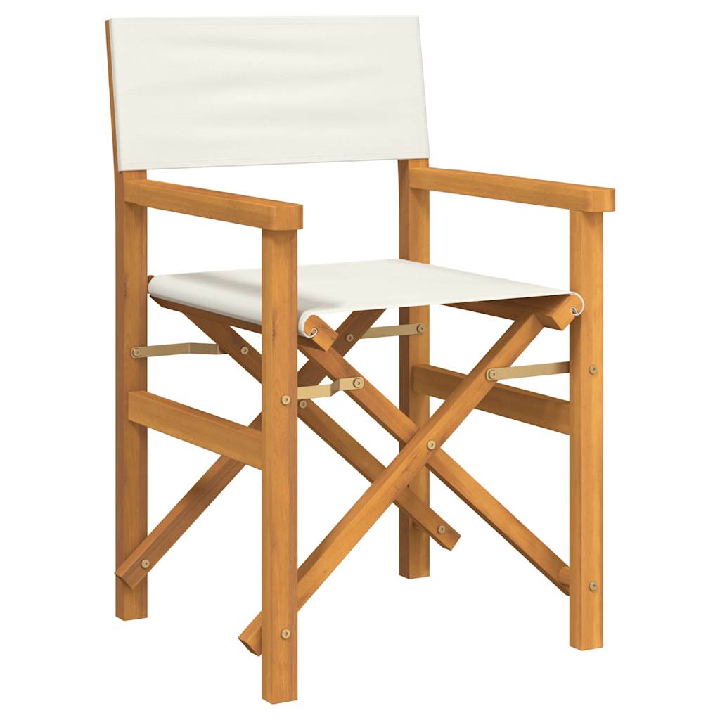 vidaXL Silla de director plegable madera maciza de teca crema