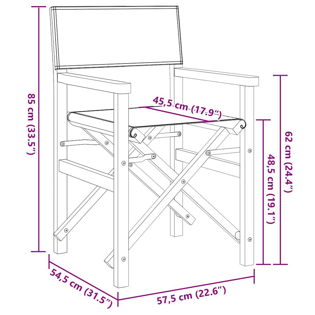 vidaXL Silla de director plegable madera maciza de teca crema