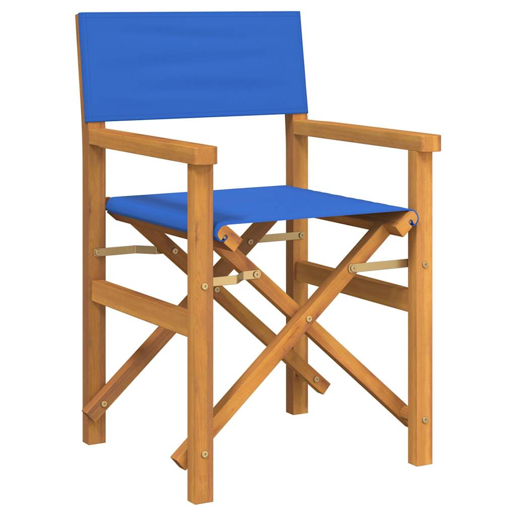 vidaXL Silla de director plegable madera maciza de teca azul