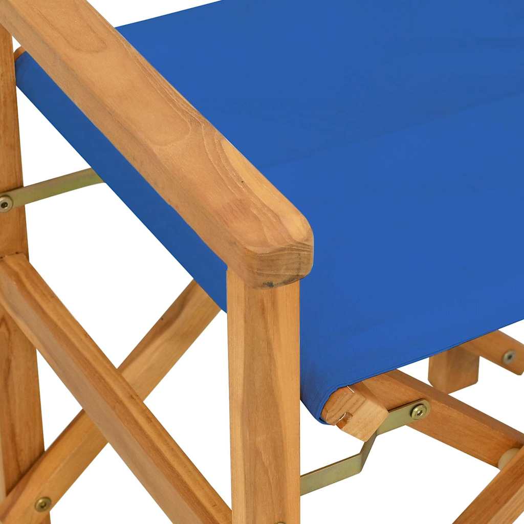 vidaXL Silla de director plegable madera maciza de teca azul