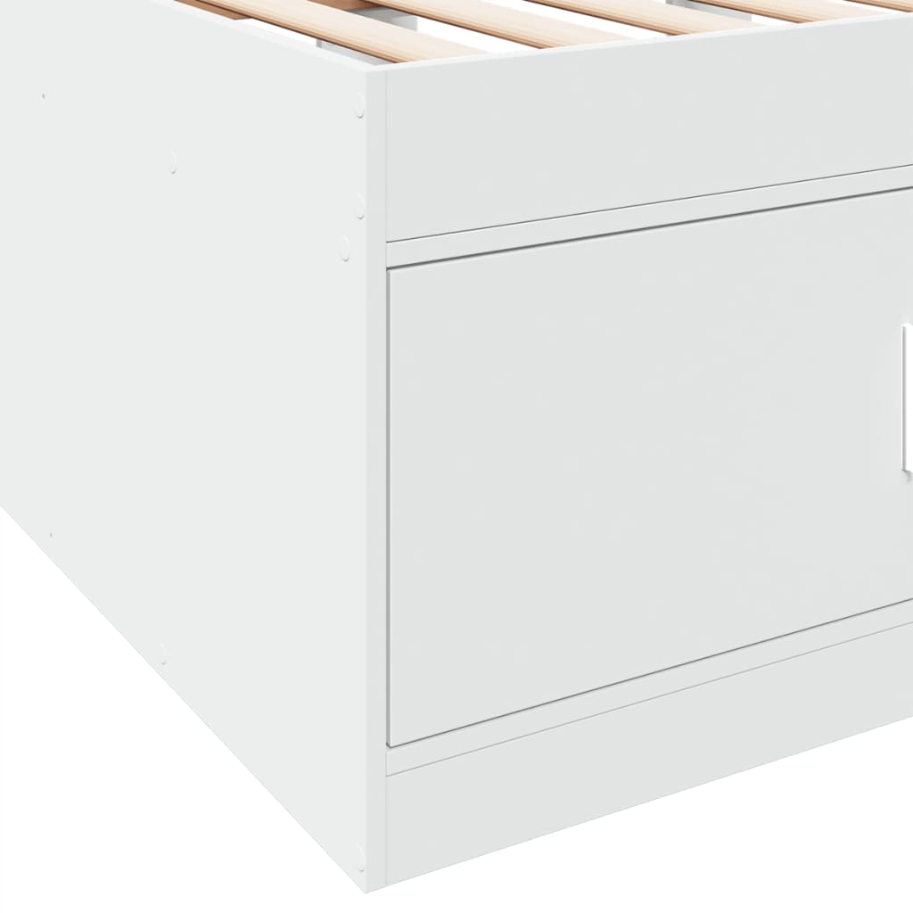 vidaXL Tumbona con cajones madera de ingeniería blanco 90x200 cm