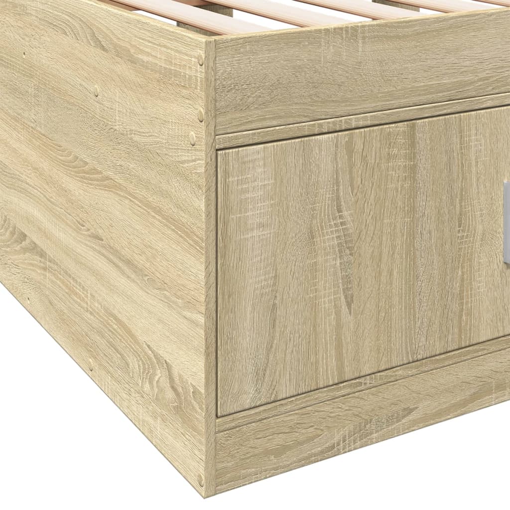vidaXL Tumbona con cajones madera ingeniería roble Sonoma 90x200 cm