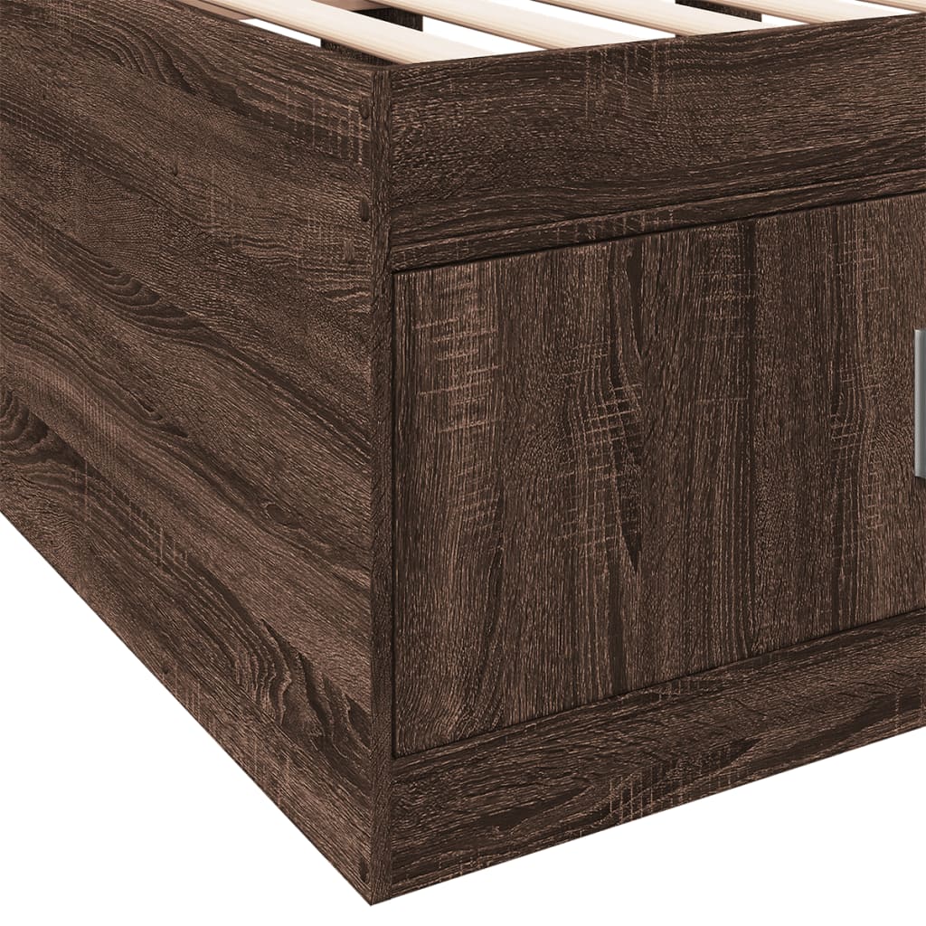 vidaXL Tumbona con cajones madera ingeniería roble marrón 90x200 cm