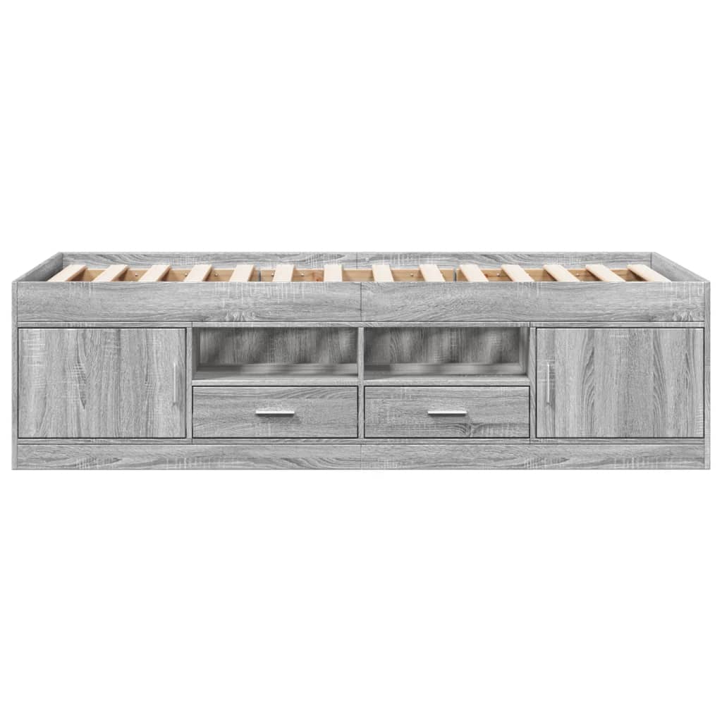 vidaXL Tumbona con cajones madera ingeniería gris Sonoma 90x190 cm