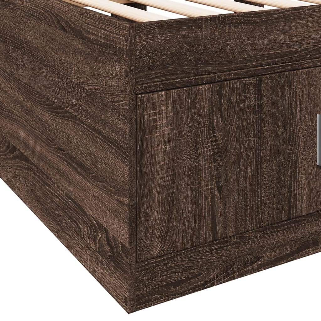 vidaXL Tumbona con cajones madera ingeniería roble marrón 90x190 cm