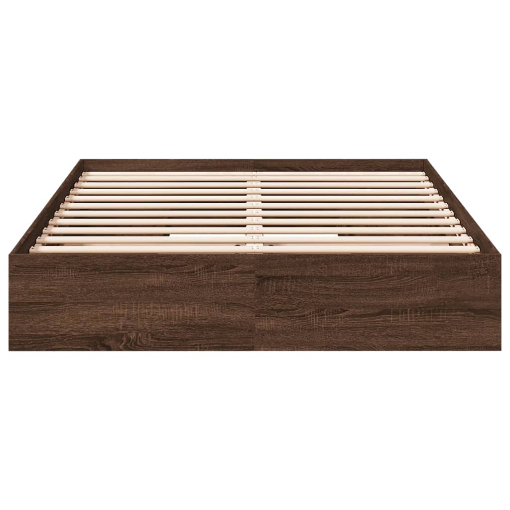 vidaXL Cama con cajones madera ingeniería marrón roble 160x200 cm