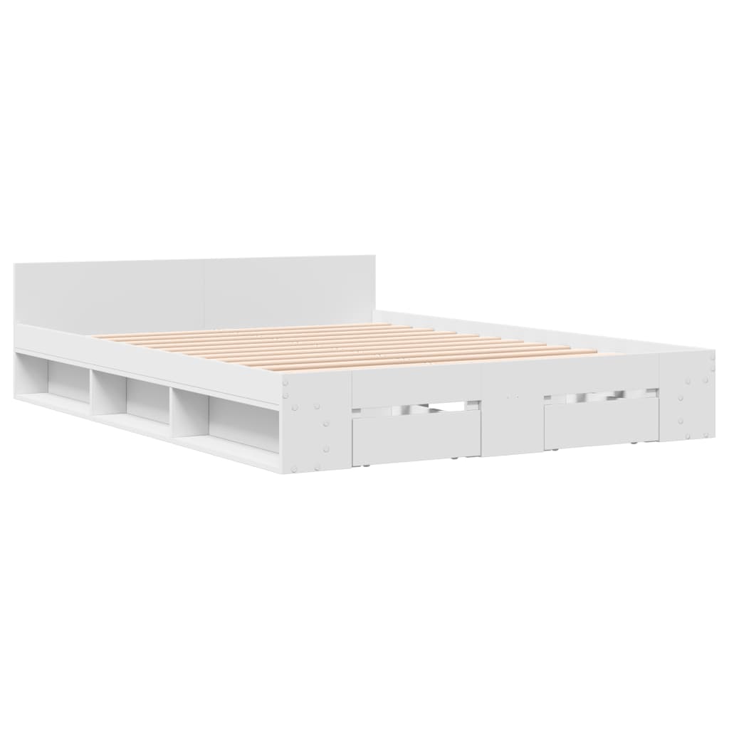 vidaXL Cama con cajones madera de ingeniería blanco 120x190 cm