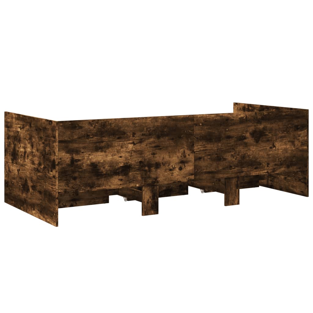 vidaXL Tumbona con cajones madera ingeniería roble ahumado 100x200 cm
