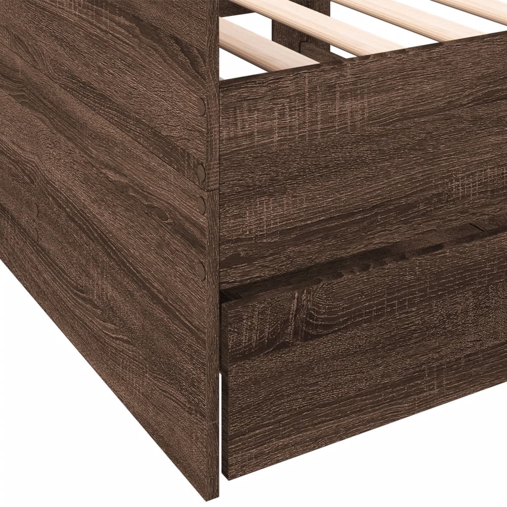 vidaXL Tumbona con cajones madera ingeniería roble marrón 100x200 cm