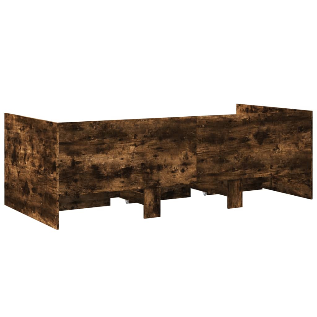 vidaXL Tumbona con cajones madera ingeniería roble ahumado 90x190 cm
