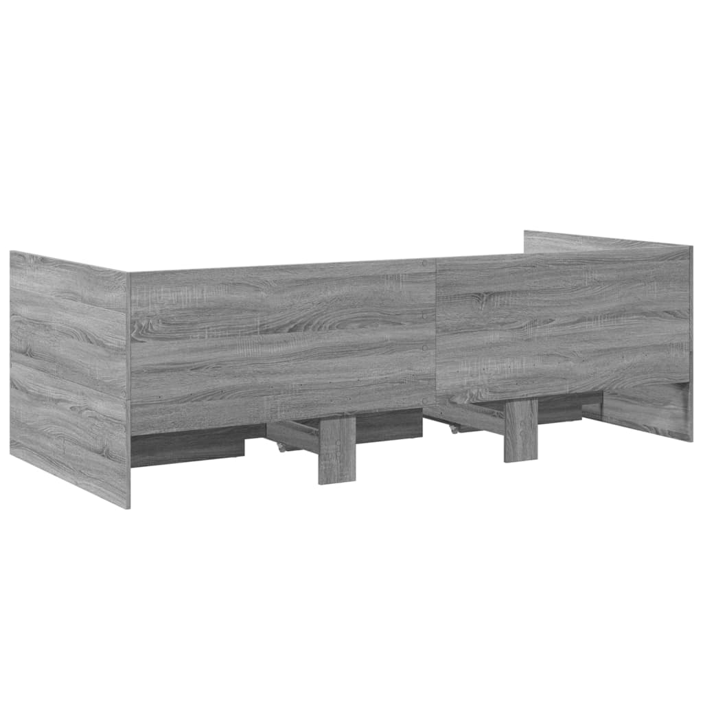 vidaXL Tumbona con cajones madera ingeniería gris Sonoma 75x190 cm