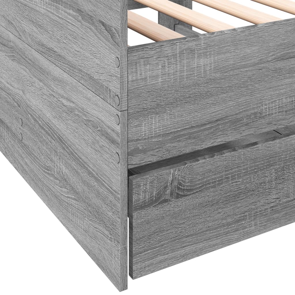 vidaXL Tumbona con cajones madera ingeniería gris Sonoma 75x190 cm