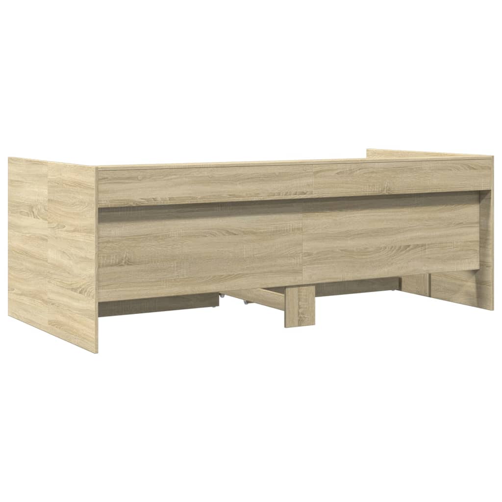 vidaXL Tumbona con cajones madera ingeniería roble Sonoma 100x200 cm