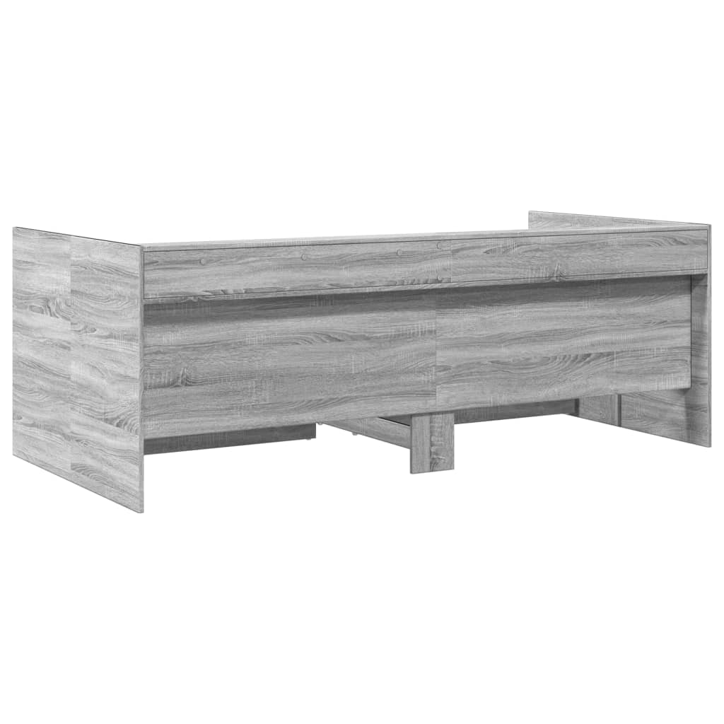 vidaXL Tumbona con cajones madera ingeniería gris Sonoma 90x200 cm