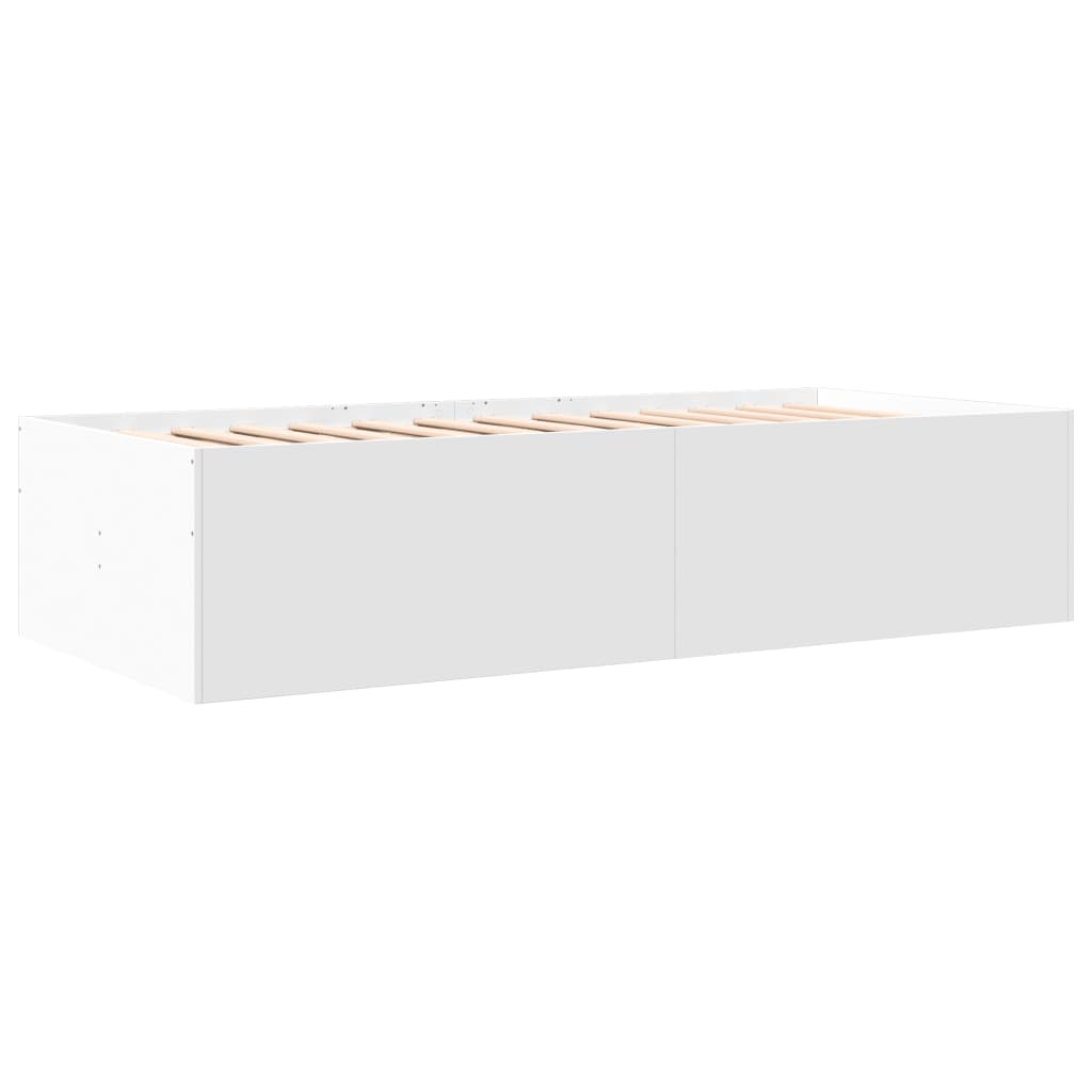 vidaXL Tumbona con cajones madera de ingeniería blanco 100x200 cm