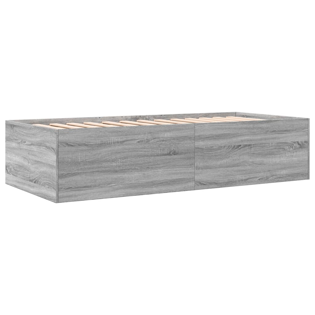 vidaXL Tumbona con cajones madera ingeniería gris Sonoma 100x200 cm