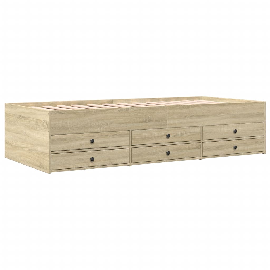 vidaXL Tumbona con cajones madera ingeniería roble Sonoma 75x190 cm