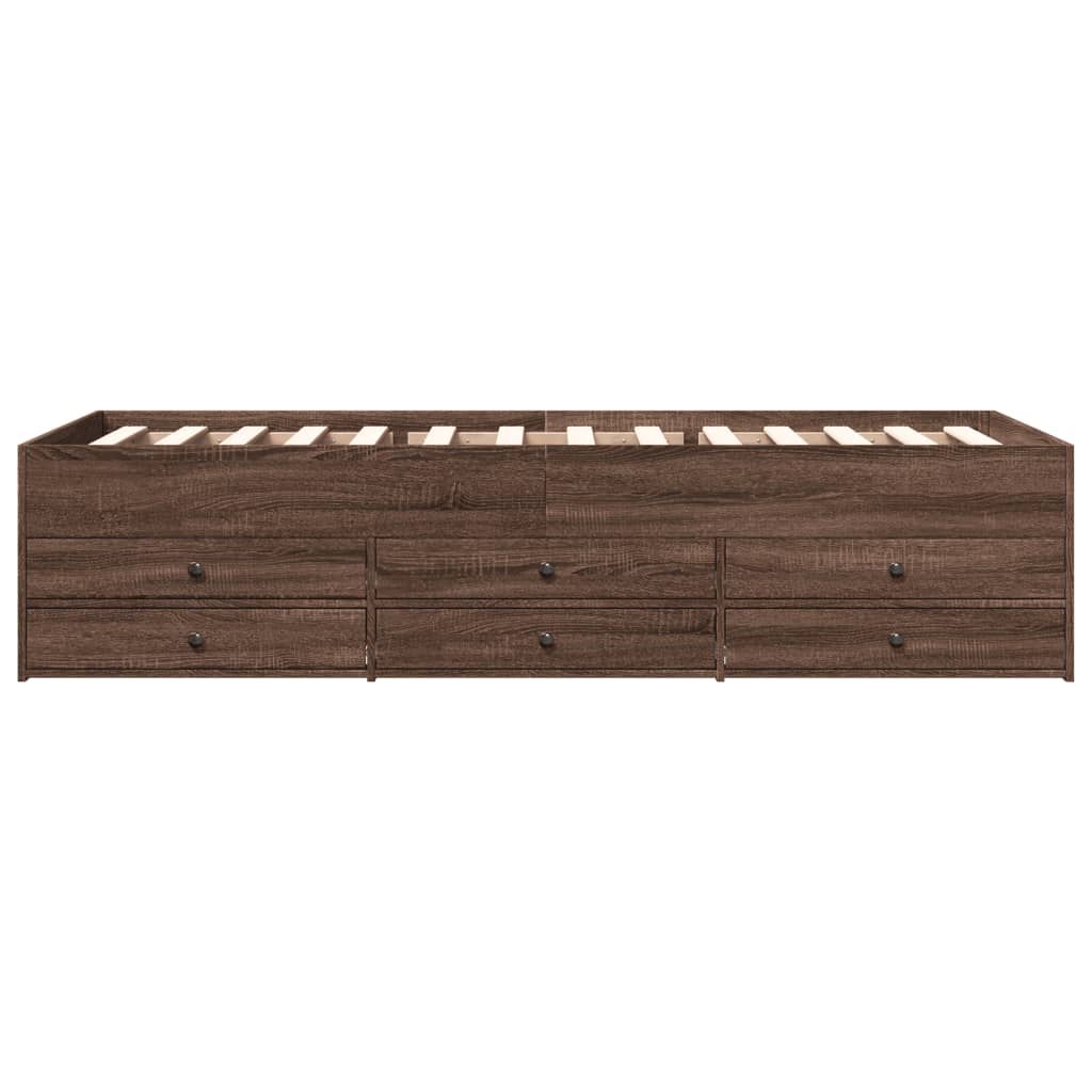 vidaXL Tumbona con cajones madera ingeniería roble marrón 75x190 cm