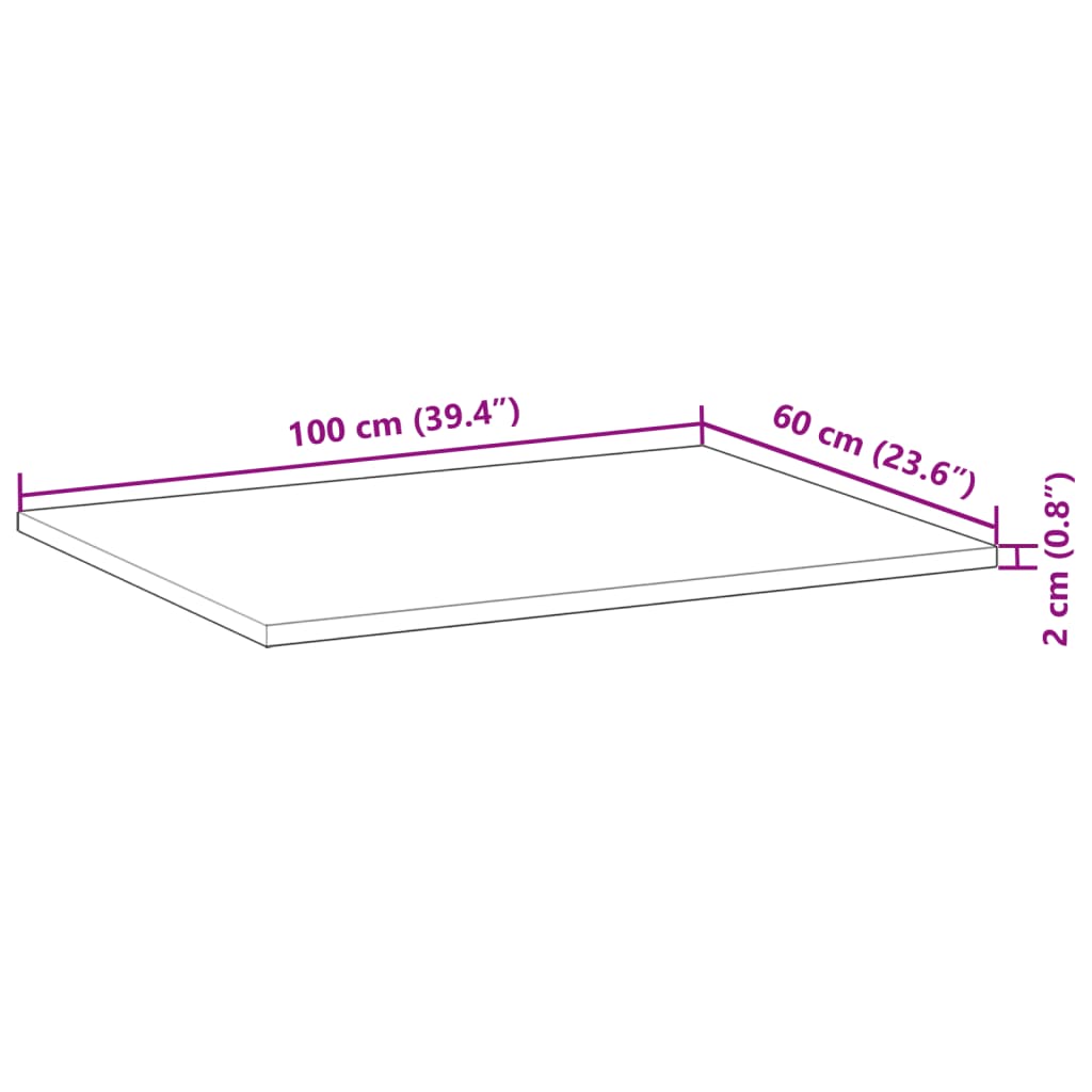 vidaXL Encimera tocador de baño madera acacia sin tratar 100x60x2 cm