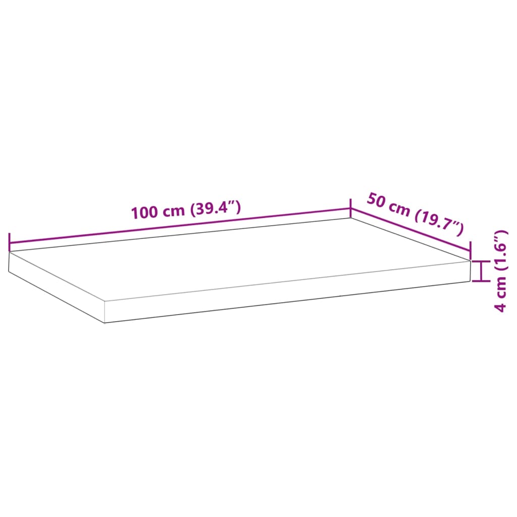 vidaXL Encimera tocador baño madera acacia sin tratar 100x50x4 cm