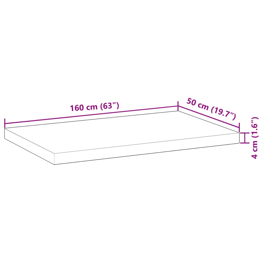 vidaXL Encimera tocador baño madera acacia sin tratar 160x50x4 cm