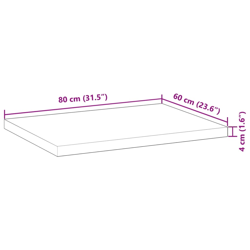 vidaXL Encimera tocador baño madera maciza acacia sin tratar 80x60x4cm