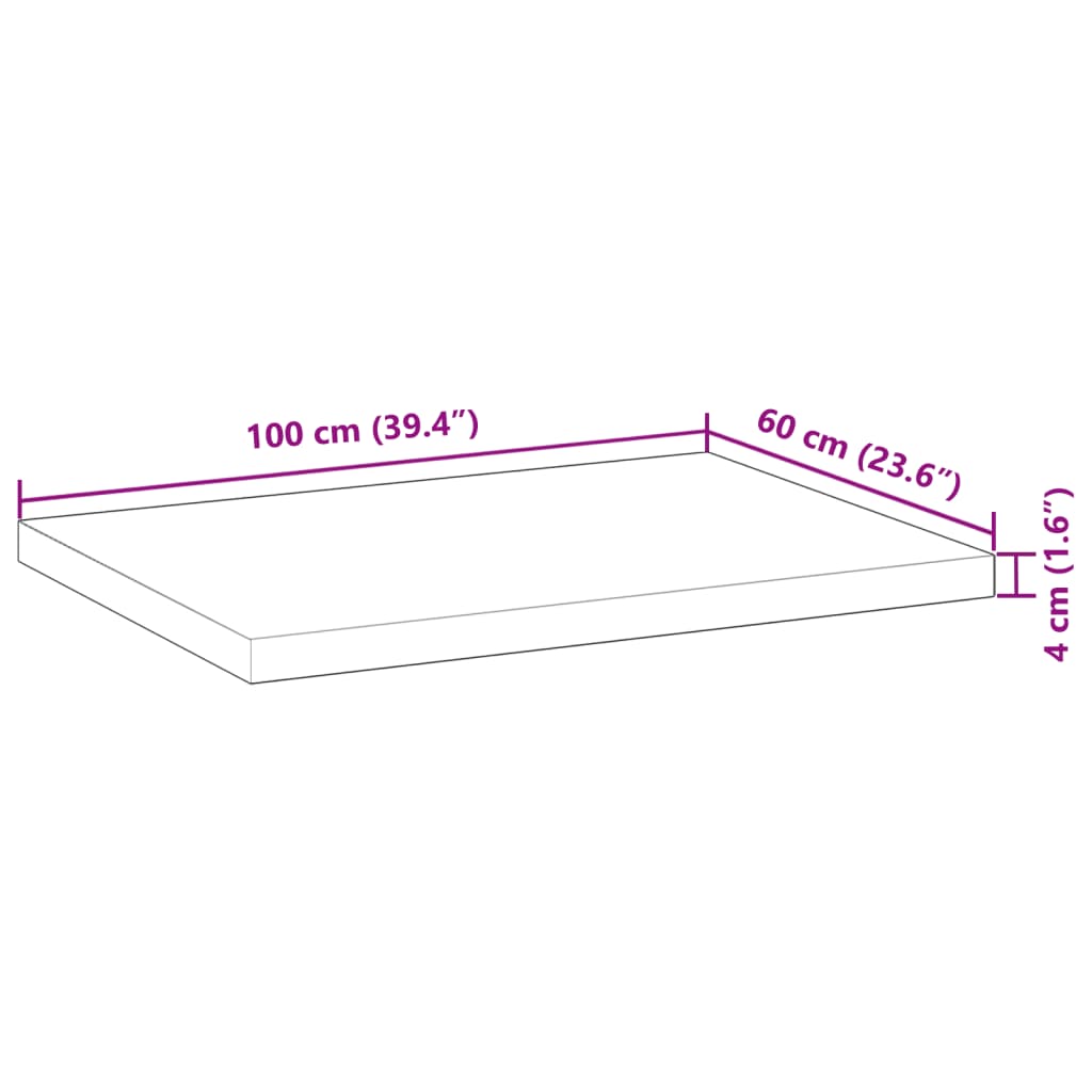 vidaXL Encimera tocador baño madera acacia sin tratar 100x60x4 cm