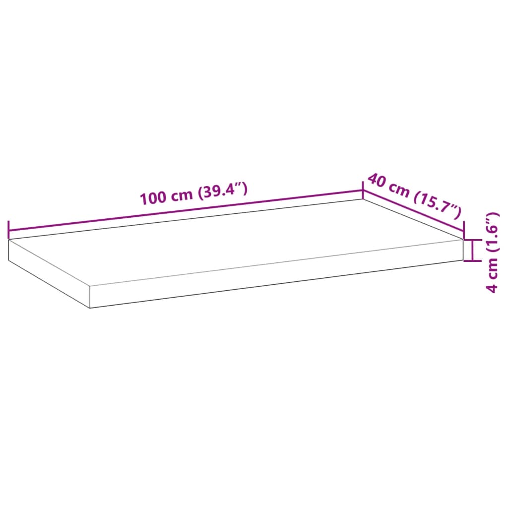 vidaXL Encimera tocador baño madera acacia acabado aceite 100x40x4 cm