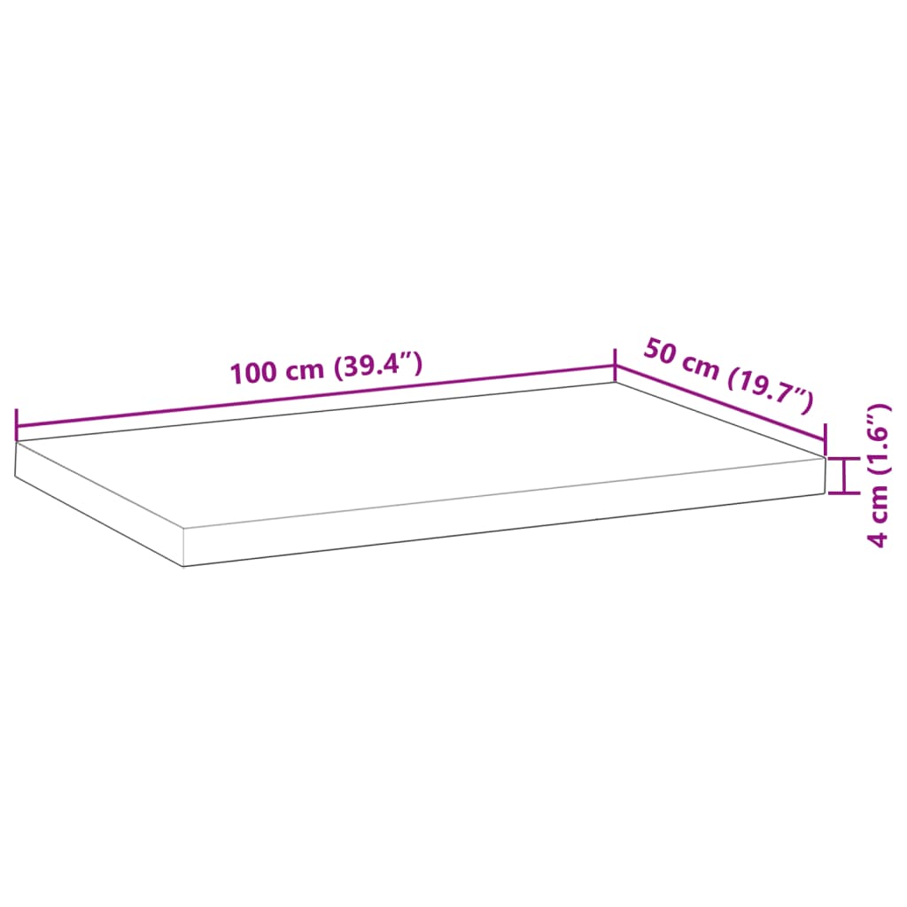 vidaXL Tablero escritorio madera maciza acacia sin tratar 100x50x4 cm