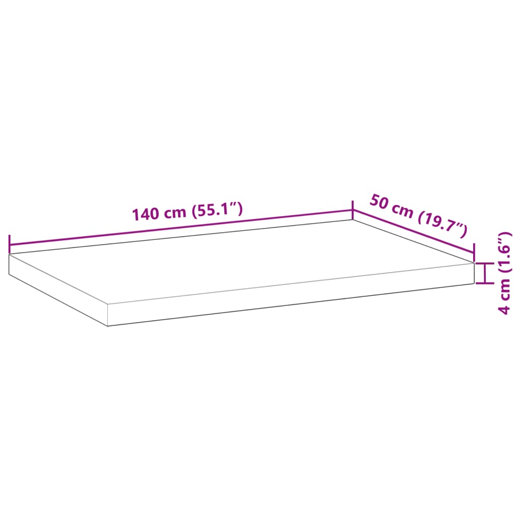 vidaXL Tablero escritorio madera maciza acacia sin tratar 140x50x4 cm