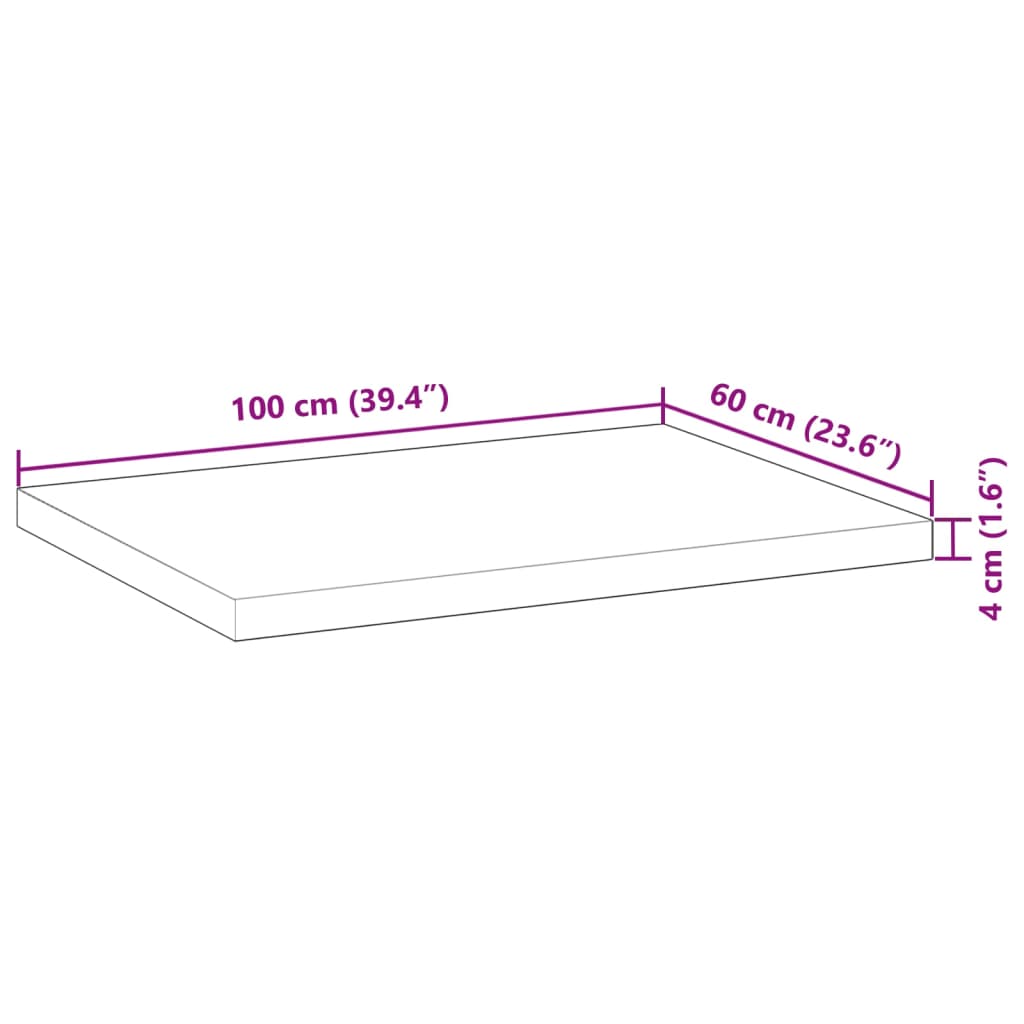 vidaXL Tablero escritorio madera maciza acacia sin tratar 100x60x4 cm