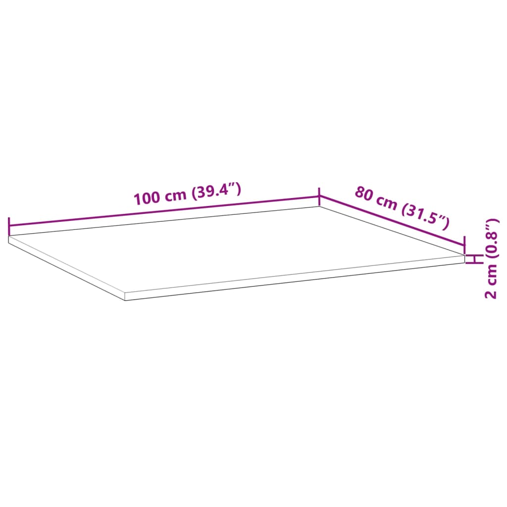 vidaXL Tablero escritorio madera maciza acacia sin tratar 100x80x2 cm