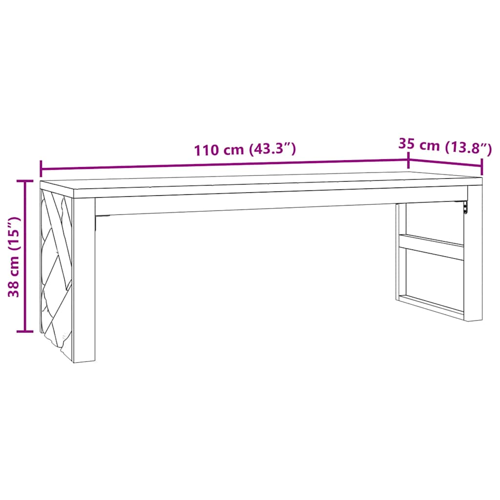 vidaXL Mesa de centro madera maciza de teca 110x35x38 cm